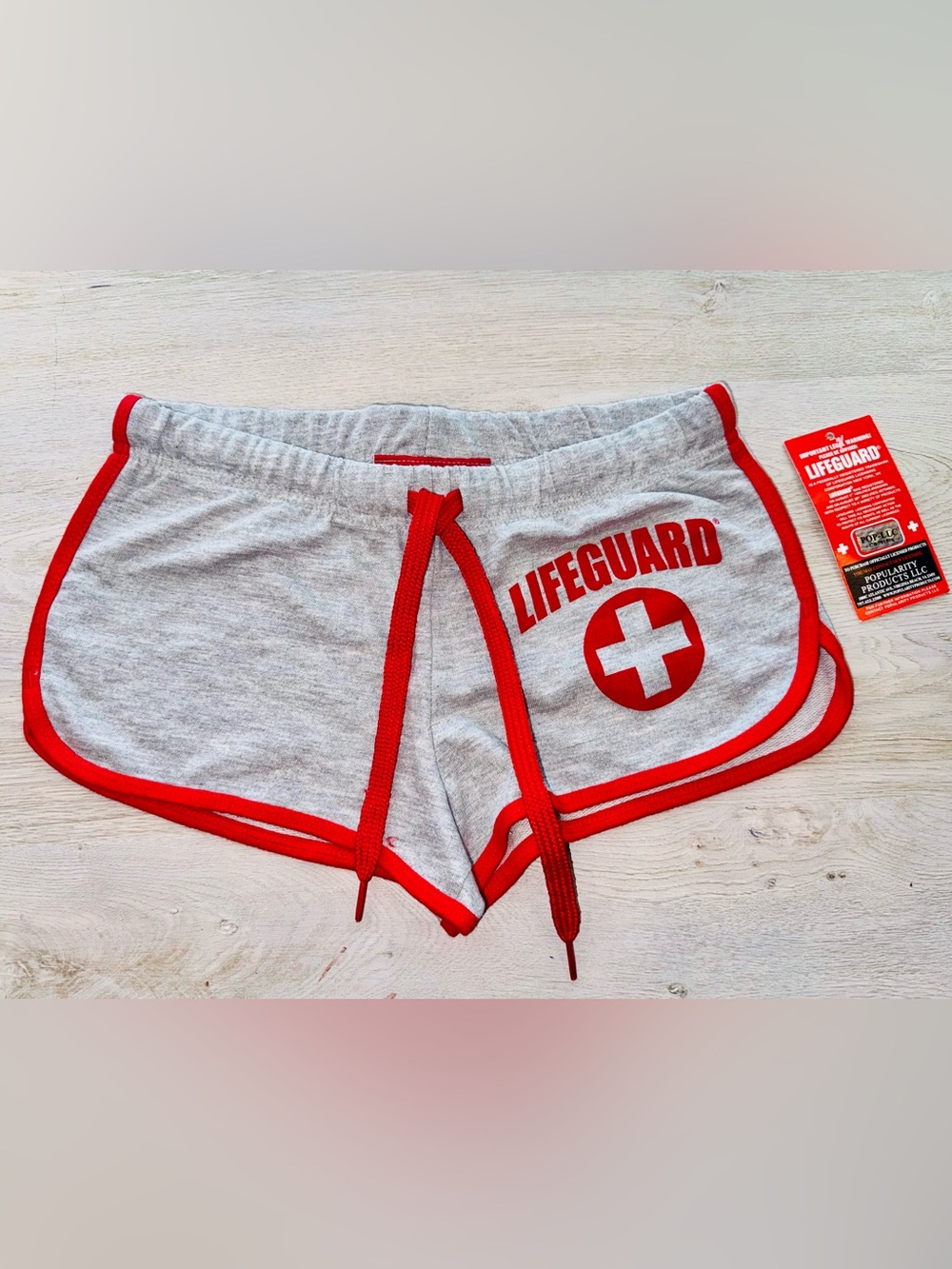 Lifeguard Graphic Retro-Style Women's Shorts - Gray & Red - Halloween! Size S